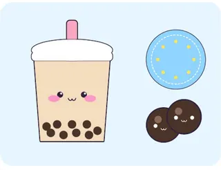 Set bubble tea con perle e sottobicchiere